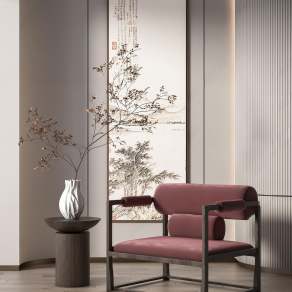 新中式单人沙发3D模型下载